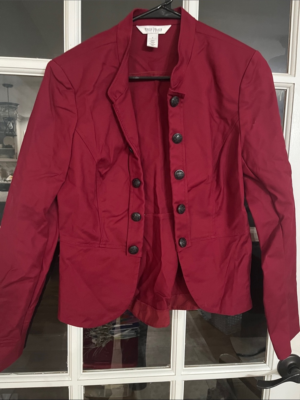 White House Black Market Women's Crimson Red Military-Style Blazer